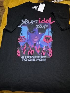 K-Pop Demon Hunter "Your Idol Tour" Graphic Tee - Black with Neon Pink & Blue